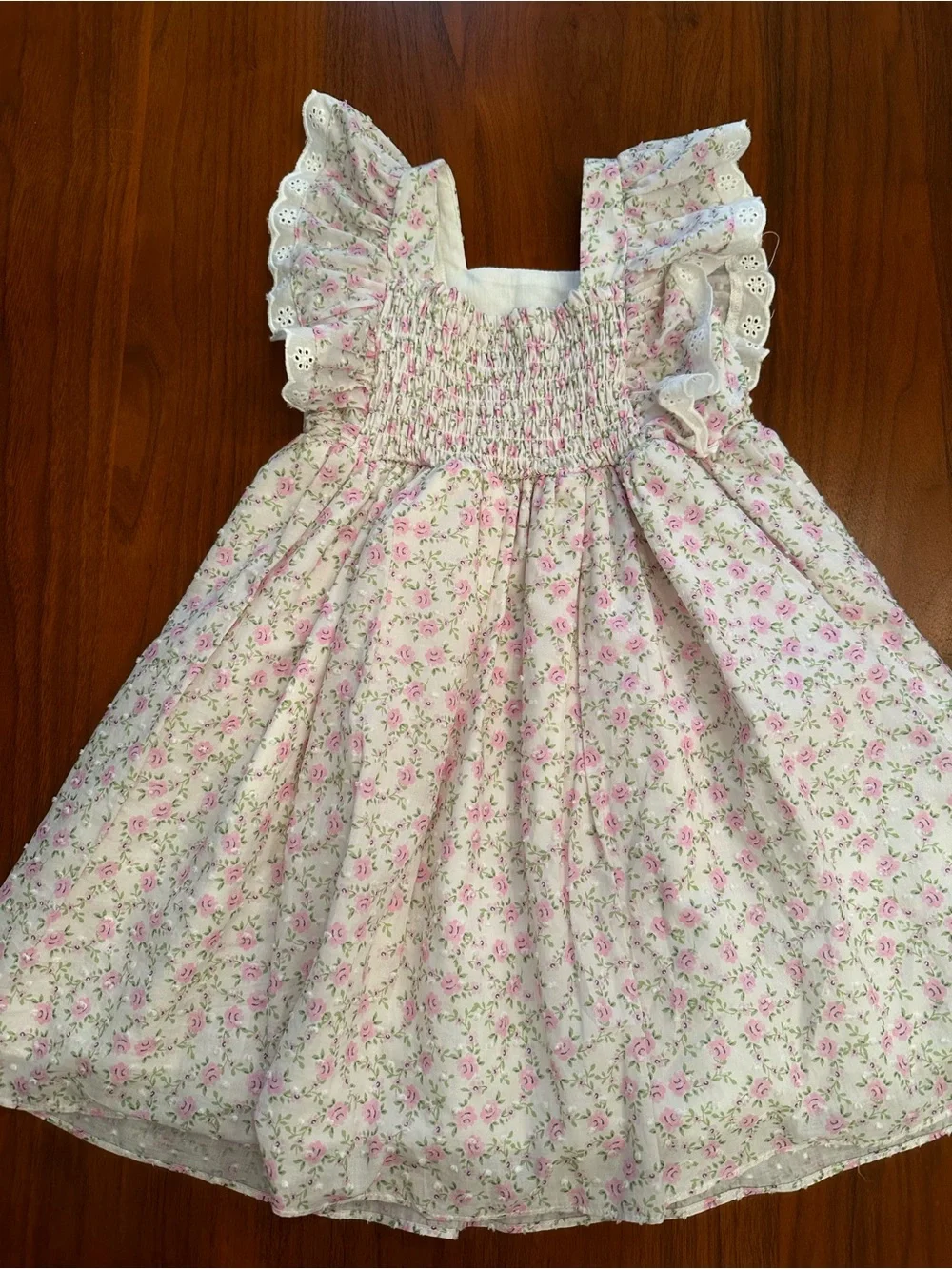 Pippa & Julie Girls Floral Pink Ruffle Sleeve Dress with full lining size 4